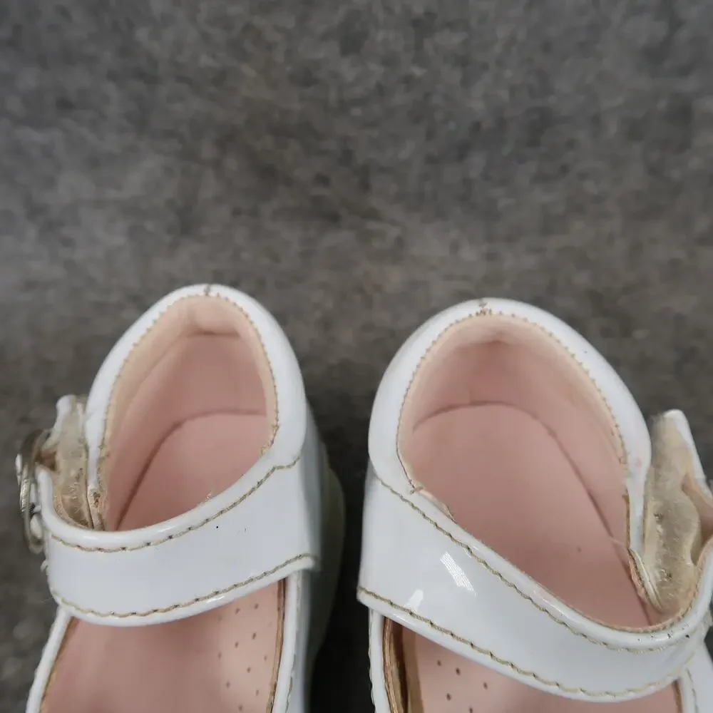 Baby Dress Shoes Mary Jane White Patent Closed Toe Classic Hook N Loop Straps